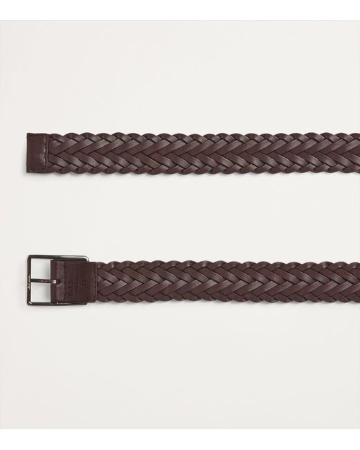 Paul Smith Brown Leather Reversible Braided Belt
