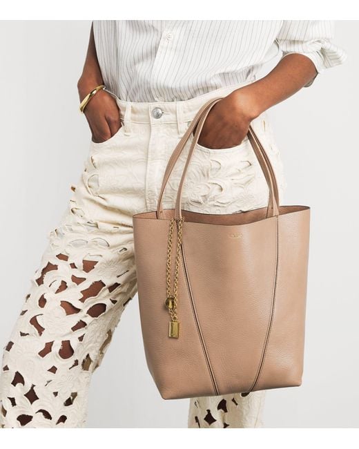 Chloé Brown Medium Leather Spin Tote Bag