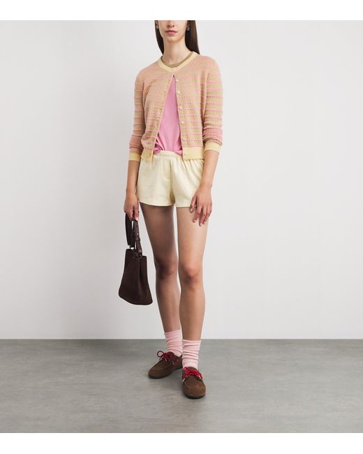 Guest In Residence Blue Cashmere Pebble Stripe Jane Cardigan