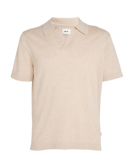 NN07 White Cotton-linen Blend Polo Shirt for men