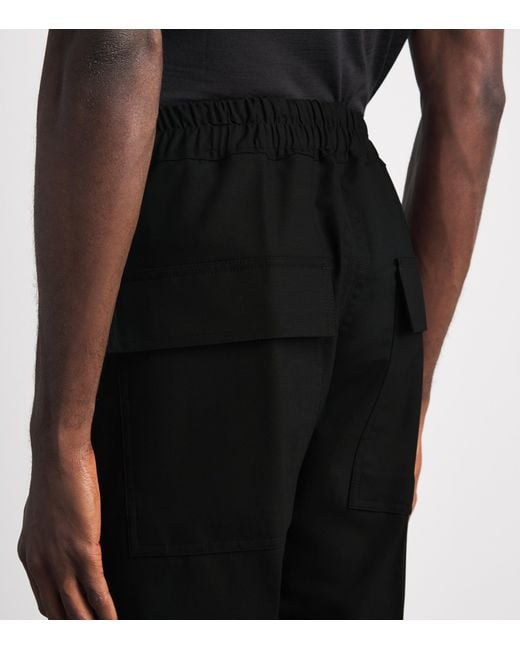 Rick Owens Black Wool-Blend Slim Drawstring Trousers for men