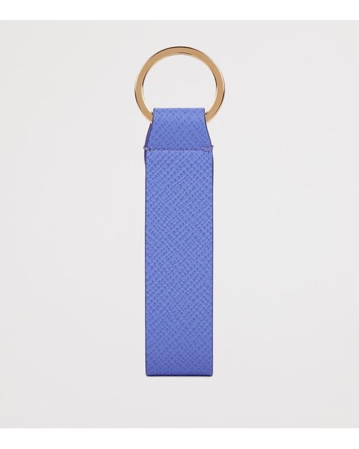 Smythson Blue Calfskin Panama Keyring