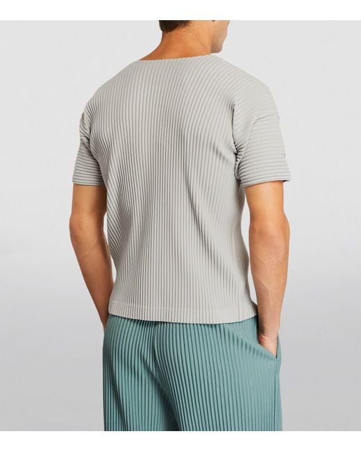 Homme Plissé Issey Miyake Gray Pleated T-Shirt for men