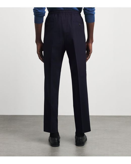 Corneliani Blue Stretch-Virgin Wool Drawstring Trousers for men