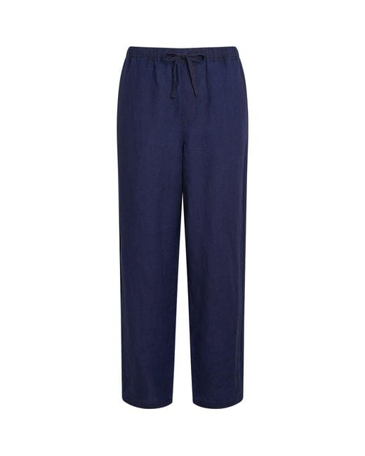 FRAME Blue Linen Drawstring Trousers for men