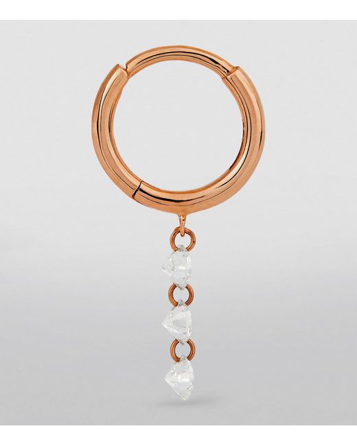 PERSÉE White And Diamond 3-Stone Single Hoop Earring