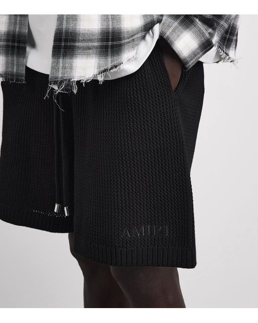 Amiri Black Cotton Crochet Mesh Shorts for men