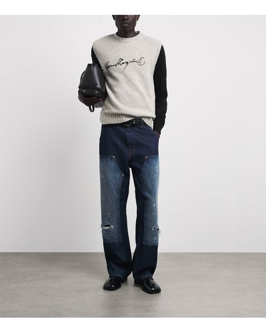 MM6 by Maison Margiela Gray Wool-Blend Logo Sweater Vest for men