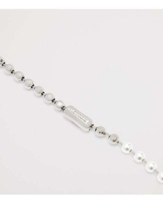 McQueen Metallic Faux Pearl And Skull Necklace for men