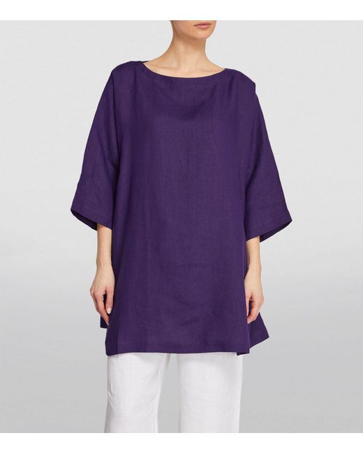 Eskandar Purple Linen A-line Blouse