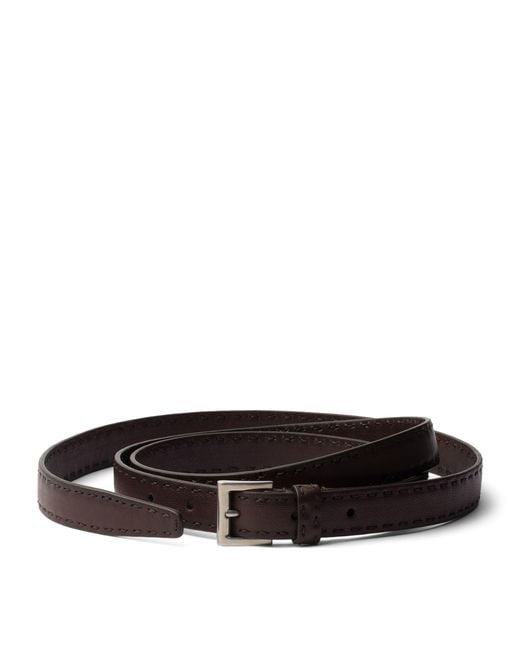 Prada Black Leather Antiqued Belt for men