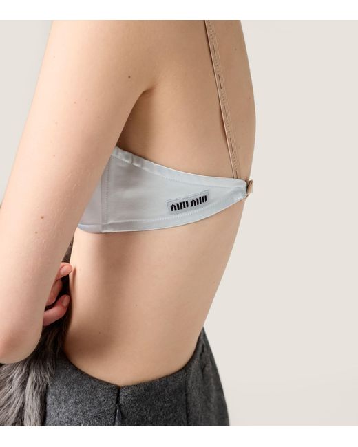 Miu Miu Blue Satin Bra