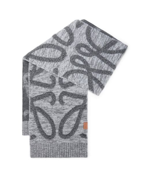 Loewe Gray Wool-Cashmere Anagram Scarf