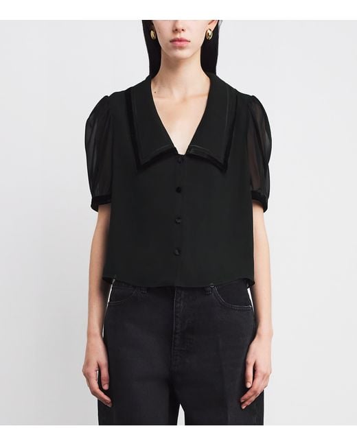 FRAME Black The Silk Sailor Blouse