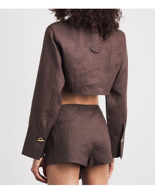 Cult Gaia Brown Linen Kate Tie Shirt