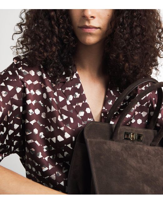 Kiton Red Silk Printed Blouse