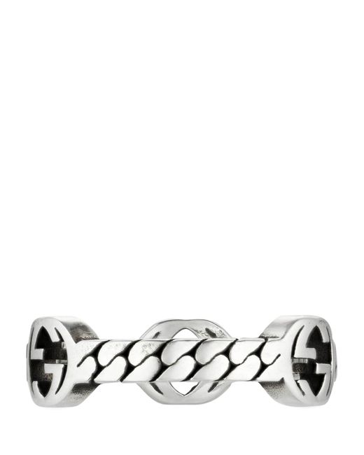 Gucci White Sterling Silver Interlocking G Ring