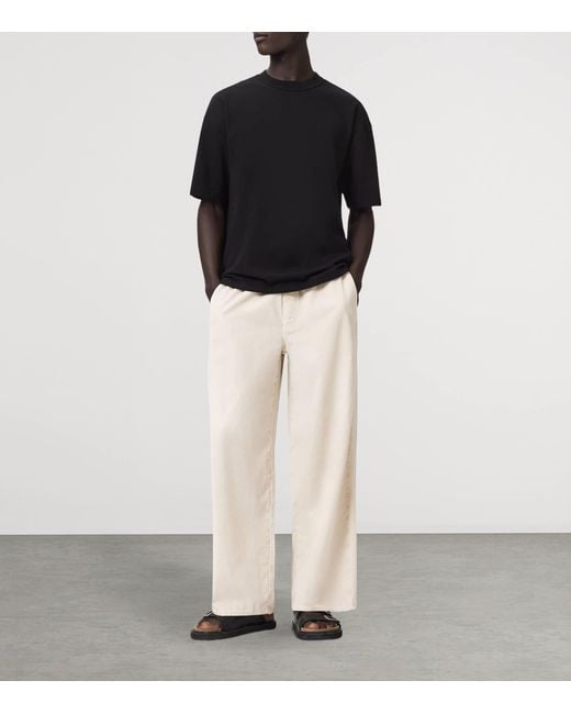 AllSaints White Corduroy Sabbath Wide-Leg Trousers for men