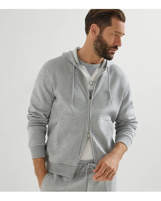 Brunello Cucinelli Gray French Terry Zip-Up Hoodie for men
