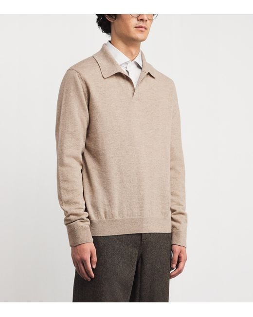 Harrods Natural Cashmere Polo Sweater for men