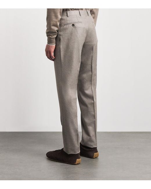 Canali Gray Wool Straight Trousers for men