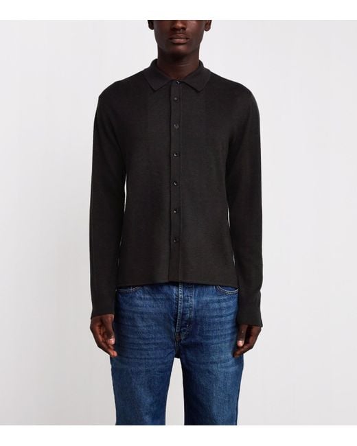 Rag & Bone Black Wool-Cashmere Button-Up Cardigan for men