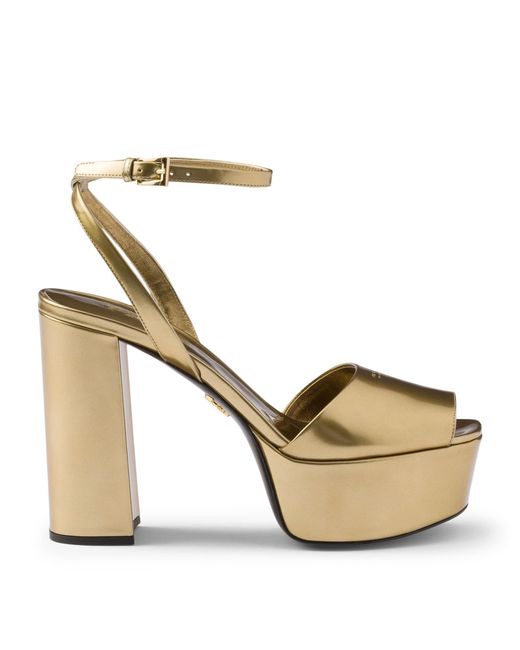 Prada Metallic Leather Platform Sandals