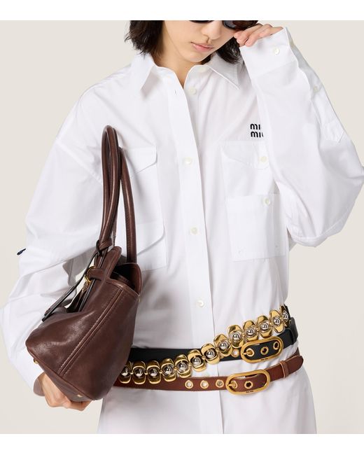 Miu Miu White Cotton Logo Shirt Dress