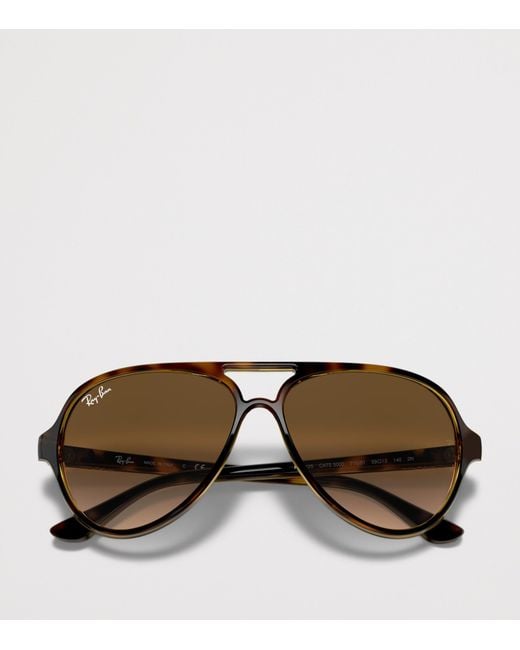 Ray-Ban Brown Tortoiseshell Cats 5000 Classic Pilot Sunglasses for men