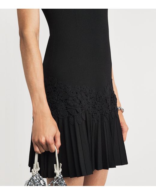 Ulla Johnson Black Crochet-Trim Noemie Mini Dress