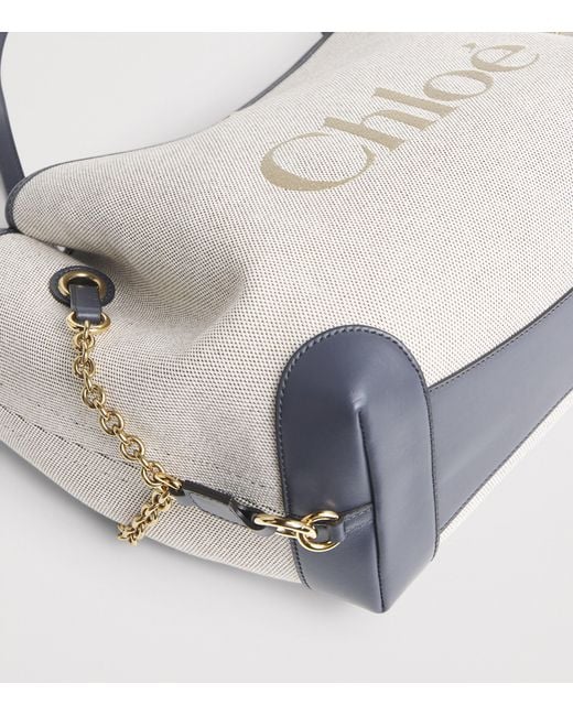 Chloé White Canvas Clover Carry Tote Bag