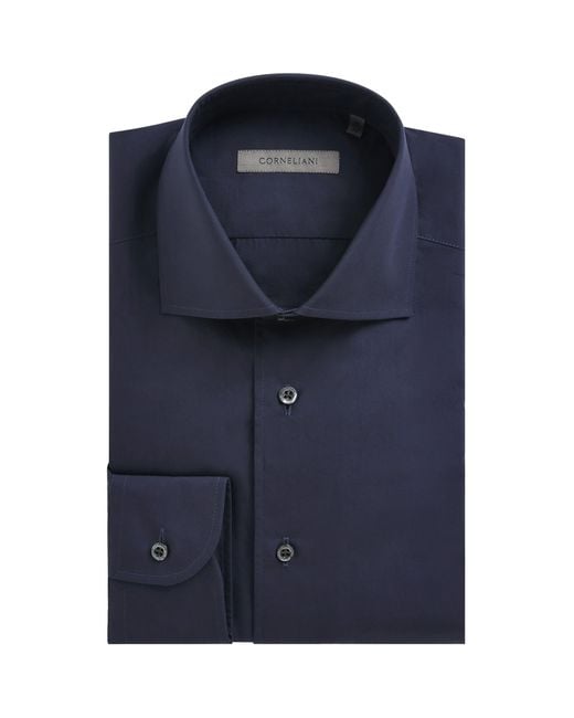 Corneliani Blue Cotton Formal Shirt for men
