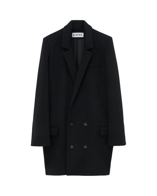 Loewe Black Wool Double-Breasted Tailored Coat