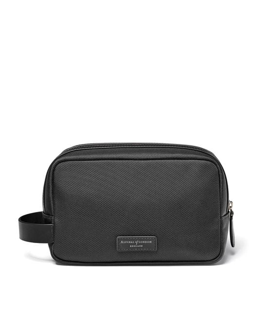 Aspinal Black Logo-Detail Wash Bag for men