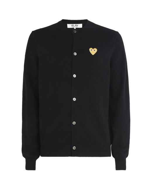 COMME DES GARÇONS PLAY Black Wool Heart Cardigan for men