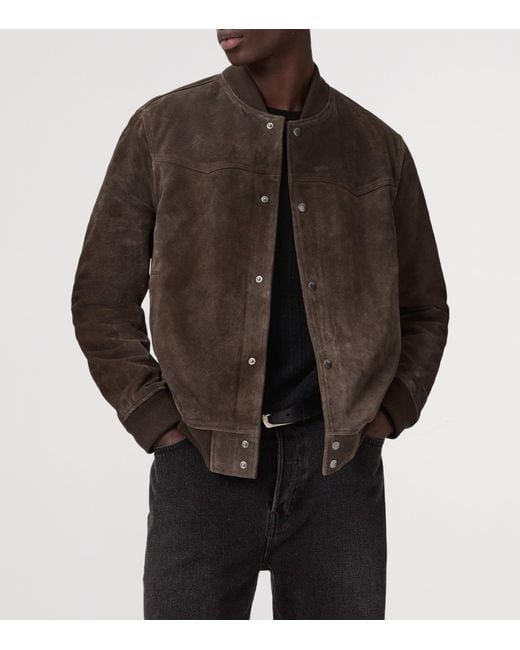 AllSaints Brown Wool Stafford Bomber Jacket for men