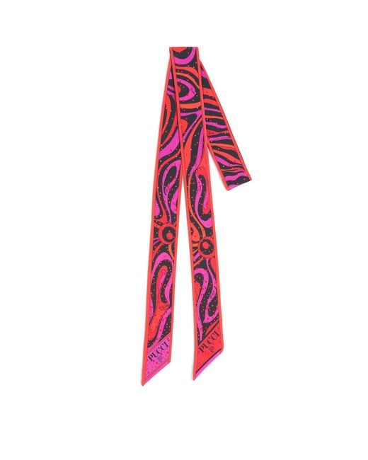 Emilio Pucci Red Embellished Printed Scarf