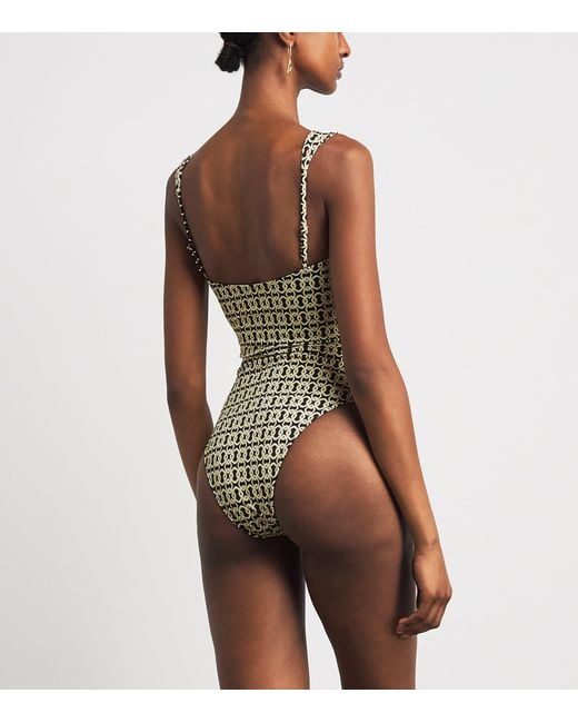 Away That Day White Geometric Print Cannes Swimsuit