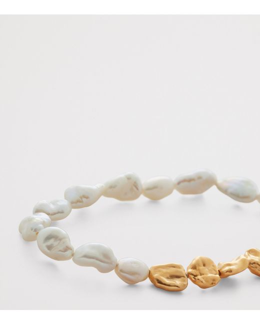 Monica Vinader Natural X Amy Powney Vermeil And Pearl Keshi Bracelet