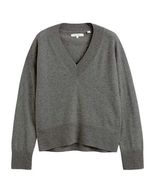 Chinti & Parker Gray Wool-cashmere V-neck Sweater