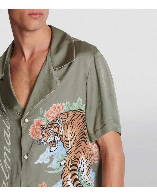 Balmain Green Tiger Print Shirt for men