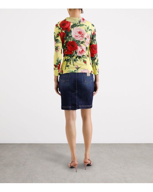 Dolce & Gabbana Multicolor Silk Knit Cardigan With Bouquet