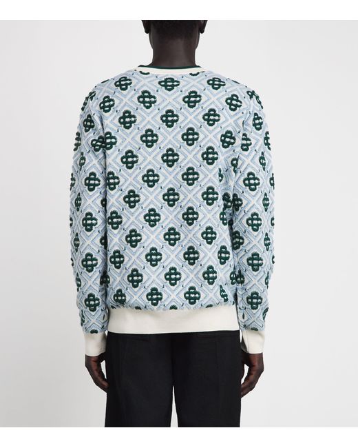 Casablanca Blue Wool Monogram Sweater for men
