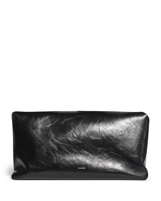 Jil Sander Black Large Leather Goji Pillow Clutch Bag
