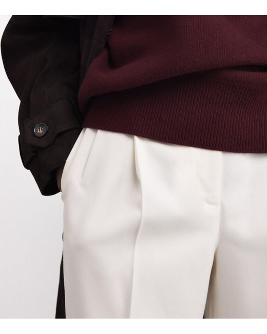 Rohe White Wool-Blend Wide-Leg Trousers
