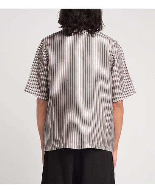 Amiri Gray Silk Stripe Script Shirt for men
