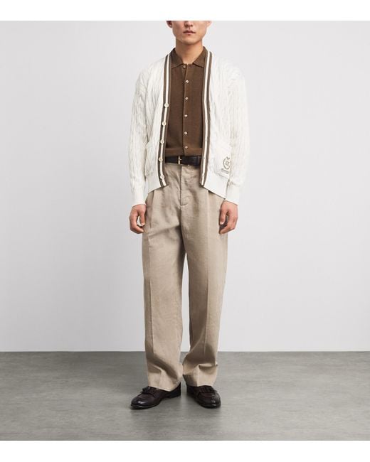 Ralph Lauren White X Wimbledon Cotton-Blend Cable-Knit Cardigan for men