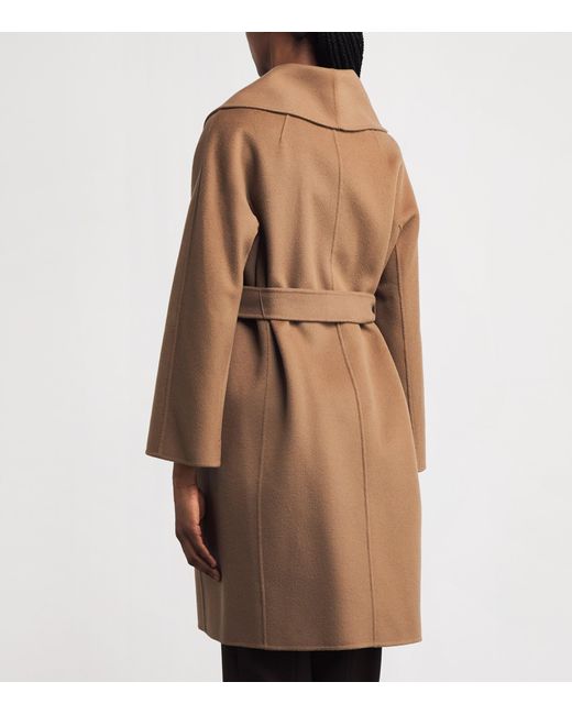 Max Mara Brown Virgin Wool Wrap Coat
