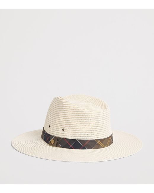 Barbour White Straw Kirkstone Fedora Hat for men