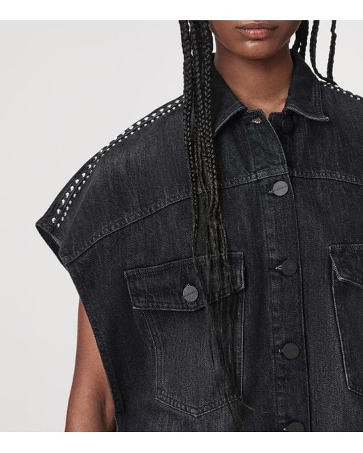 AllSaints Black Alba Sleeveless Denim Shirt